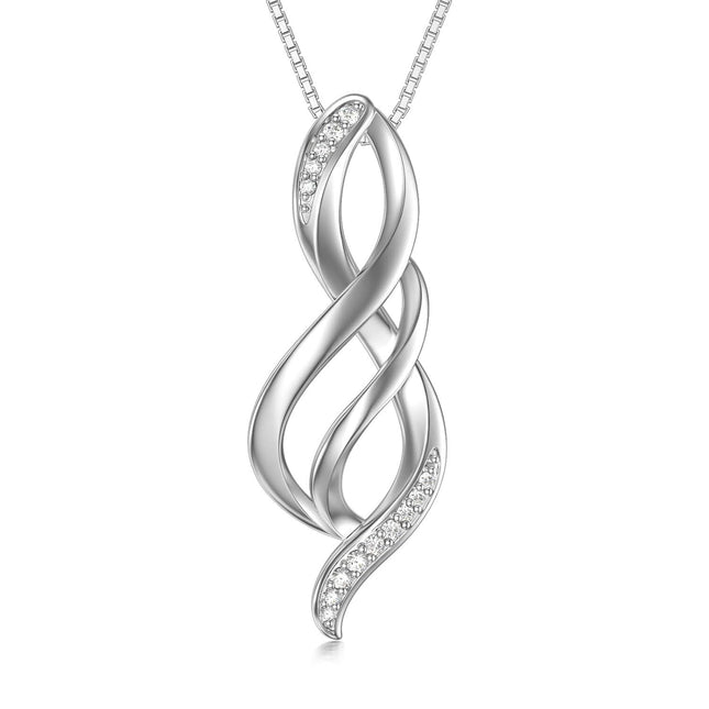 White Gold 14K Lab-Grown Diamond Infinity Pendant Necklace for Women