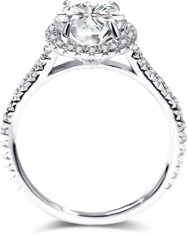 Gold 10k Moissanite 1ct Oval Halo Ring for Women Engagement Wedding