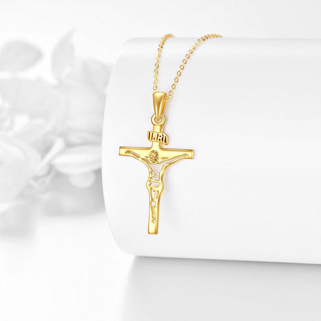 14K Gold Crucifix Pendant Necklace Christian s for Men & Women