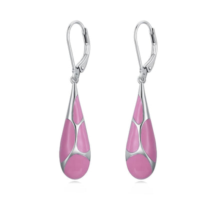 925 Sterling Silver Blue Enamel Tear Drop Leverback Earrings for Women Gift Ideas