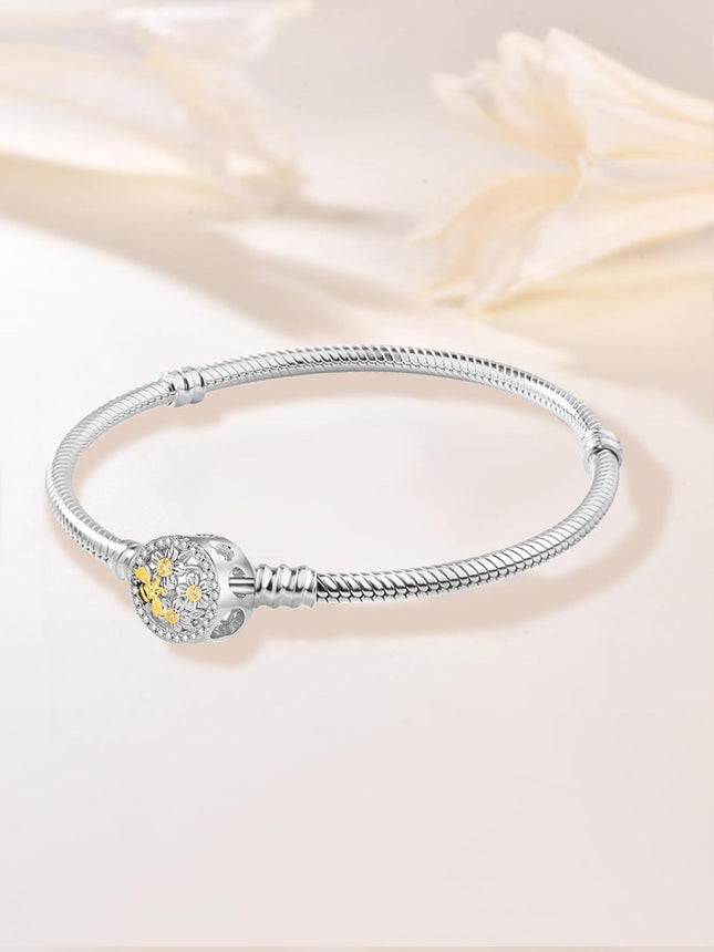 925 Sterling Silver CZ Flower & Honeybee Charm Bead for Bracelet Jewelry Making Supplies 3D Design Crafting DIY Craft Kit Accessories Gift Idea Women Girls Teens Kids