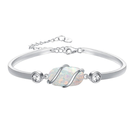 925 Sterling Silver Green Malachite Stone Bangle Bracelet for Women Gifts
