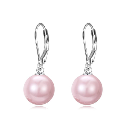 925 Sterling Silver Pink Opal Round Drop Earrings for Women Girls