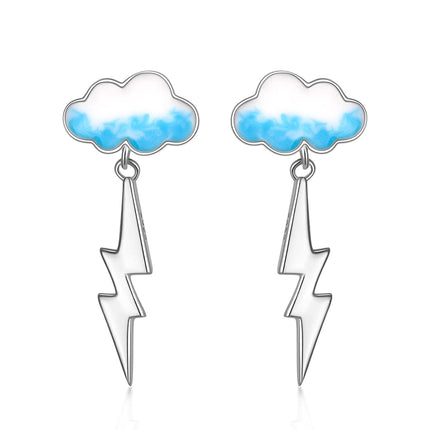 925 Sterling Silver Lightning Bolt Cloud Stud Earrings for Women Girls Teens