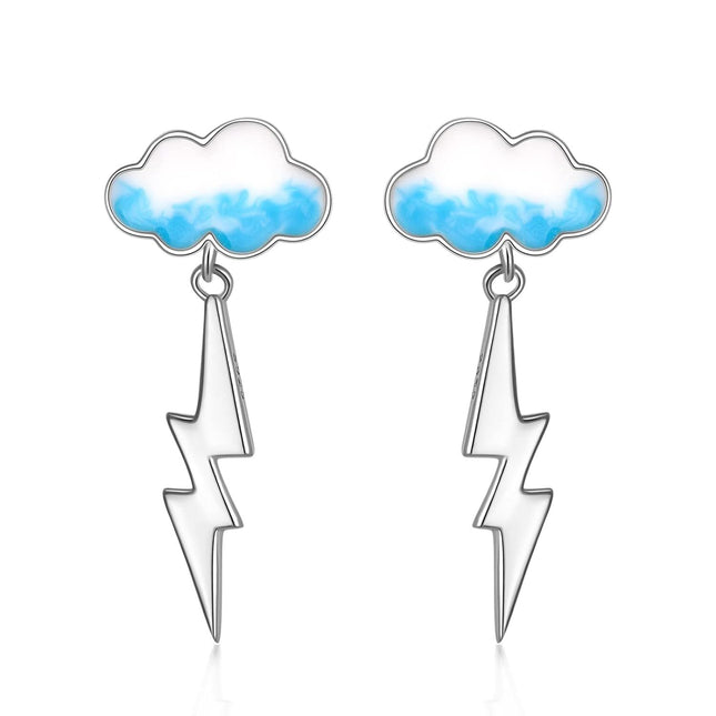 925 Sterling Silver Lightning Bolt Cloud Stud Earrings for Women Girls Teens