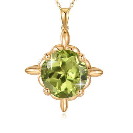 14K Gold Gemstone Birthstone Pendant Necklaces for Women