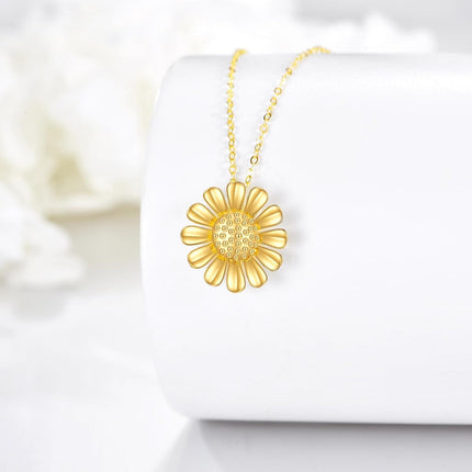 14K Gold Daisy Pendant Necklace Minimalist Floral s for Her