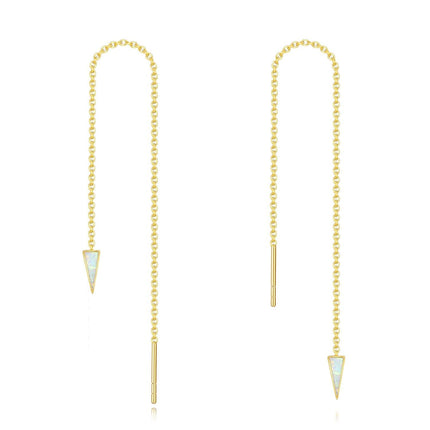 14K Gold Triangle Black Stone Threader Earrings 14K Gold  s for Her