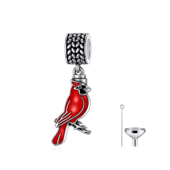 925 Sterling Silver Red Cardinal Sunflower Heart Cross Family Tree Cremation Charm Urn Bead Bracelet Keepsake Memorial Locket