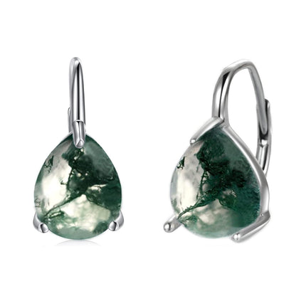 925 Sterling Silver Purple Jade Leverback Earrings Gemstone s for Women