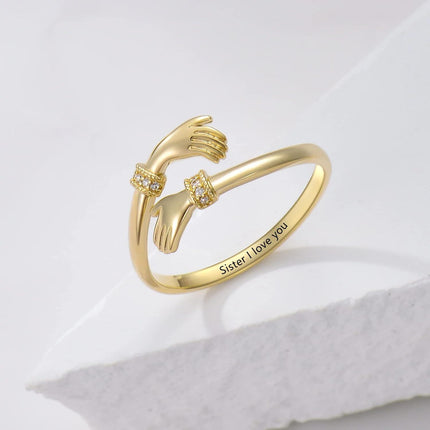 Yellow 9K Gold Hug Ring for Her Adjustable Hand Jewelry Christmas Birthday Anniversary Valentine s Gifts for Women Girlfriend Wife Fianc e