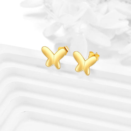 14K Gold Butterfly Stud Earrings for Women - Minimalist Idea