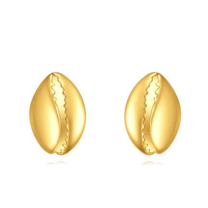 14K Gold Cowrie Shell Stud Earrings for Women Gift Ideas