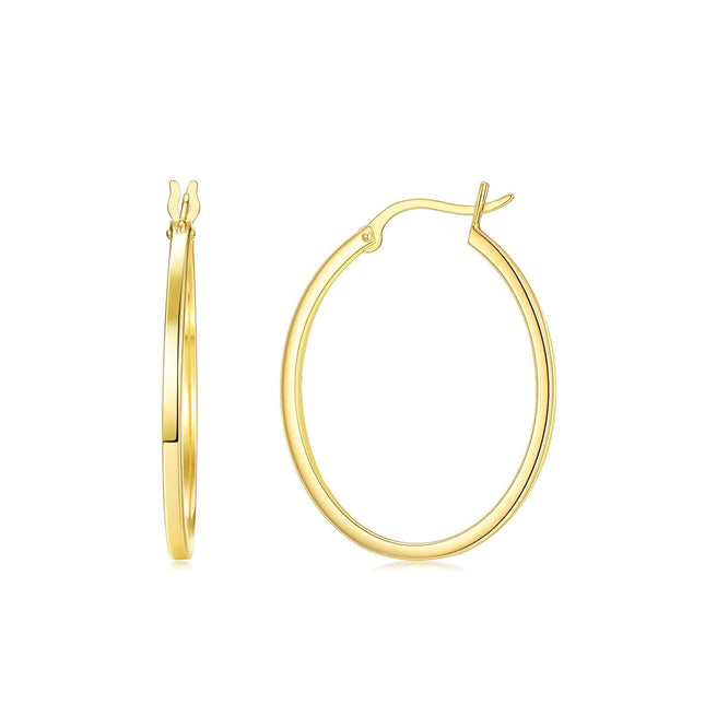 14K Gold Round Hoop Earrings for Women - Shiny Polished Lightweight 12-50mm