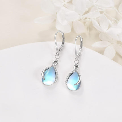 925 Sterling Silver Opal Pear-Shaped Drop Earrings with Leverback Hooks for Women Gift Ideas