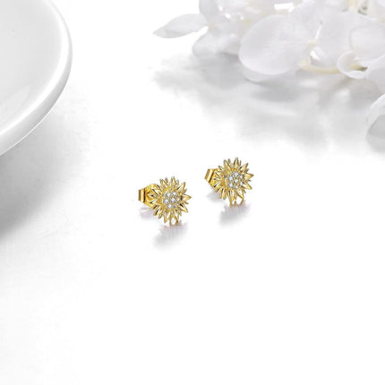14K Gold Diamond Sunflower Pendant Necklace for Women - You Are My Sunshine Gift Idea