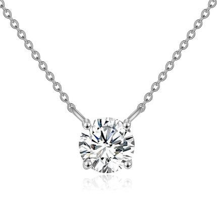 14K Rose Gold Moissanite Round Cut Solitaire Pendant Necklace 0.5-2 ct 16+2 Chain