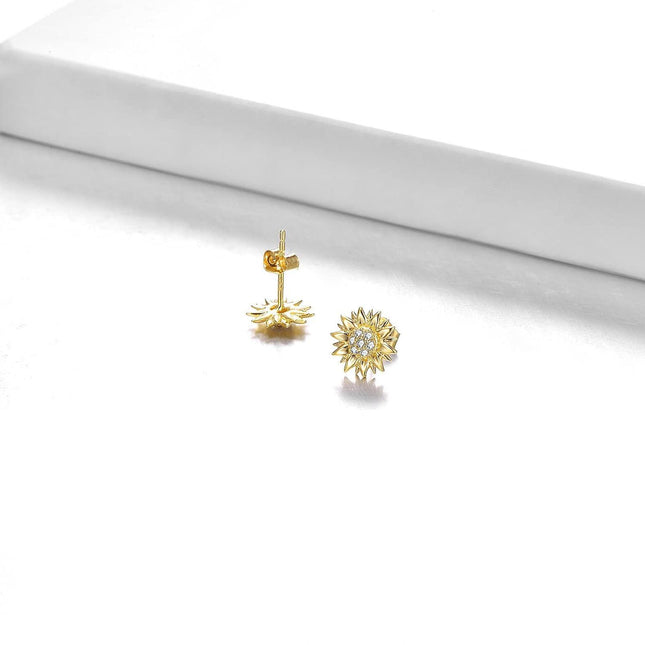 14K Gold Diamond Sunflower Pendant Necklace for Women - You Are My Sunshine Gift Idea