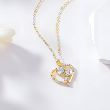14K Gold Yellow Diamond Heart Pendant Necklaces for Women 1CTTW