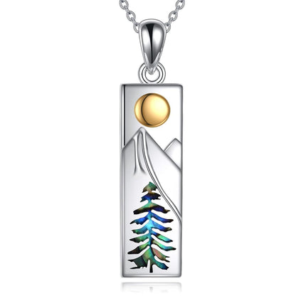 925 Sterling Silver & Hypoallergenic Mountain Pendant Necklace for Women - 28mm Nature Jewelry Gift for Skiers Hikers Campers - 18+2 Chain
