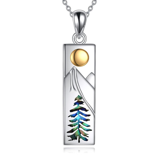 925 Sterling Silver & Hypoallergenic Mountain Pendant Necklace for Women - 28mm Nature Jewelry Gift for Skiers Hikers Campers - 18+2 Chain
