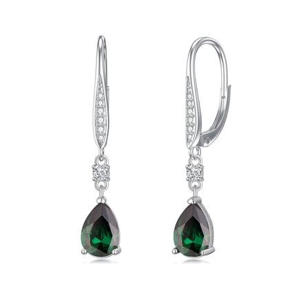 925 Sterling Silver Austrian Crystal Pear Shaped Teardrop Dangle Earrings 0.98 Gift