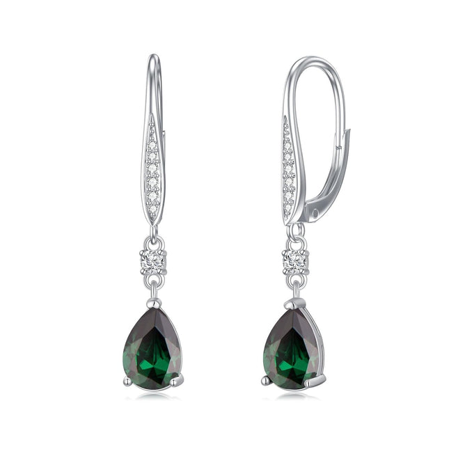925 Sterling Silver Austrian Crystal Pear Shaped Teardrop Dangle Earrings 0.98 Gift