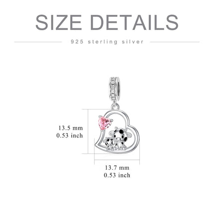 925 Sterling Silver Mother's Day Gifts Cow Charm Fit Bracelets Birthstone Charms for Women Mom Lover 12 Months Jewelry