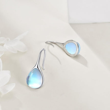 925 Sterling Silver Turquoise Teardrop Threader Earrings for Women - Long Dangle Pierced Jewelry
