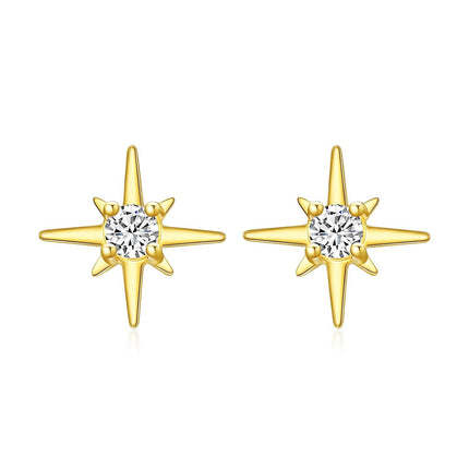 Gold 14k Solid Gold Moissanite 7mm Star Stud Earrings for Women