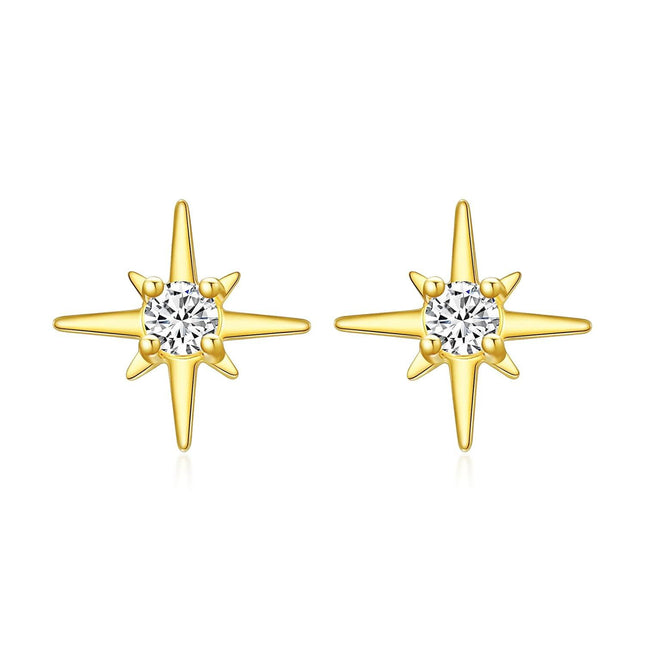 Gold 14k Solid Gold Moissanite 7mm Star Stud Earrings for Women