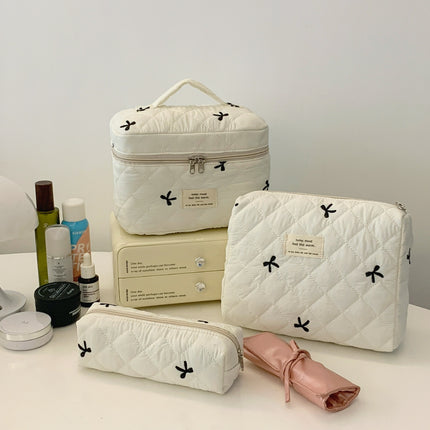 3 Piece Bow Quilted Cloth Storage Bag Set