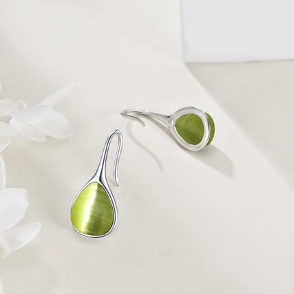 925 Sterling Silver Turquoise Teardrop Threader Earrings for Women - Long Dangle Pierced Jewelry