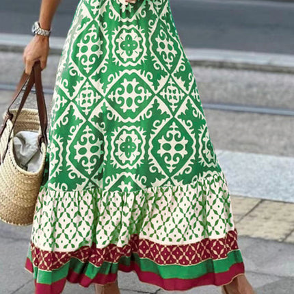 Geometric Elastic Waist Maxi Skirt