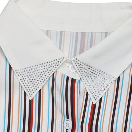 Perfee Contrast Striped Collared Neck Long Sleeve Shirt