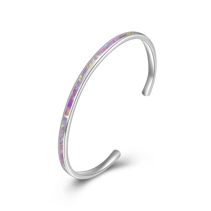 925 Sterling Silver Opal Cuff Bangle Bracelet Hypoallergenic Gift for Women