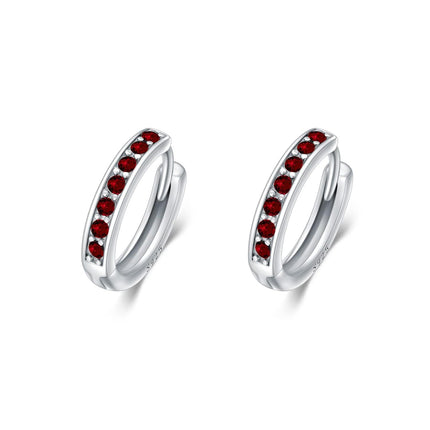 925 Sterling Silver 925 Sterling Silver Cubic Zirconia Austrian Crystals Birthstone Huggie Hoop Earrings