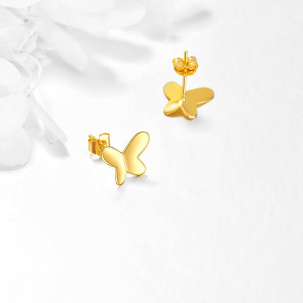 14K Gold Butterfly Stud Earrings for Women - Minimalist Idea