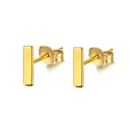 14k Yellow Gold Bar Stud Earrings Minimalist Fine  for Women