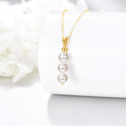 14K Gold Freshwater Pearl Drop Pendant Necklace for Women