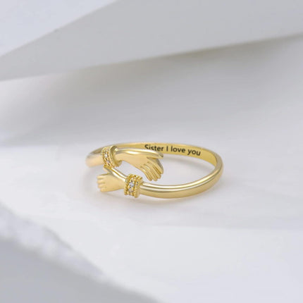 Yellow 9K Gold Hug Ring for Her Adjustable Hand Jewelry Christmas Birthday Anniversary Valentine s Gifts for Women Girlfriend Wife Fianc e