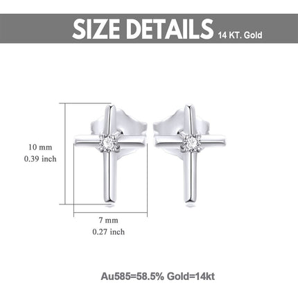 Rose Gold Diamond Cross Stud Earrings - Religious s for Women and Girls
