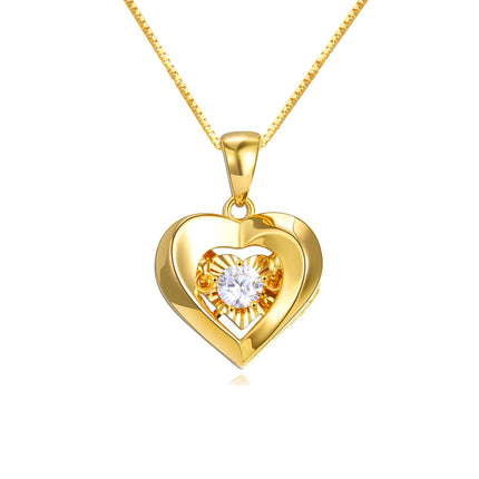 18k Gold Heart Pendant Necklace with 18kt Gold Chain Fine Jewelry for Wife Mother's Day Gift 18 Inches