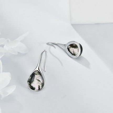 925 Sterling Silver Turquoise Teardrop Threader Earrings for Women - Long Dangle Pierced Jewelry