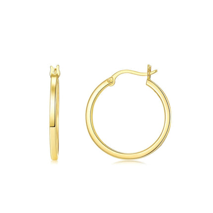 14K Gold Round Hoop Earrings for Women - Shiny Polished Lightweight 12-50mm
