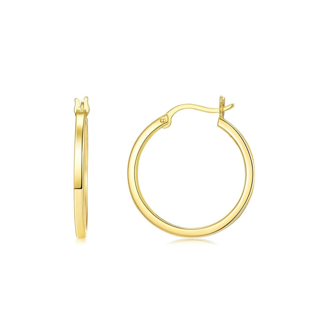 14K Gold Round Hoop Earrings for Women - Shiny Polished Lightweight 12-50mm