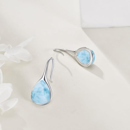 925 Sterling Silver Turquoise Teardrop Threader Earrings for Women - Long Dangle Pierced Jewelry