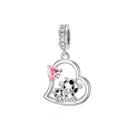 925 Sterling Silver Mother's Day Gifts Cow Charm Fit Bracelets Birthstone Charms for Women Mom Lover 12 Months Jewelry