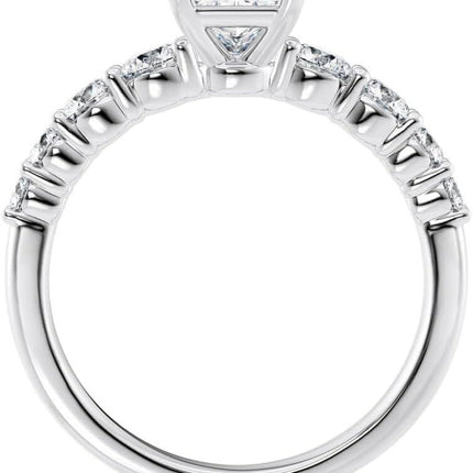 18K/14K/10K White/Yellow/Rose Gold Princess Cut Moissanite Engagement Ring, Free Engraving, 30-Day Returns