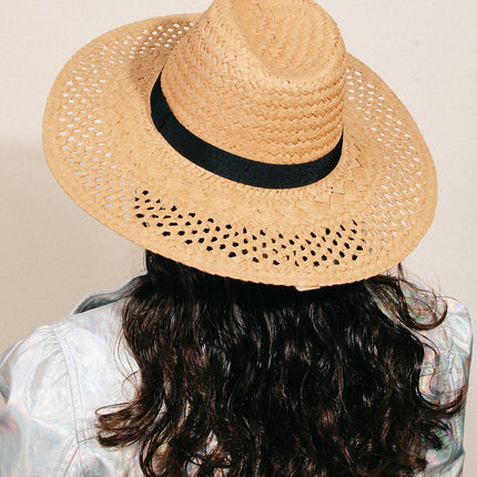 Fame Basket Weave Straw Sun Hat